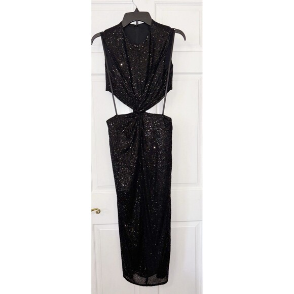 Mac Duggal 27022 Black Sequined Cutout Dress Size 4 - Picture 6 of 12